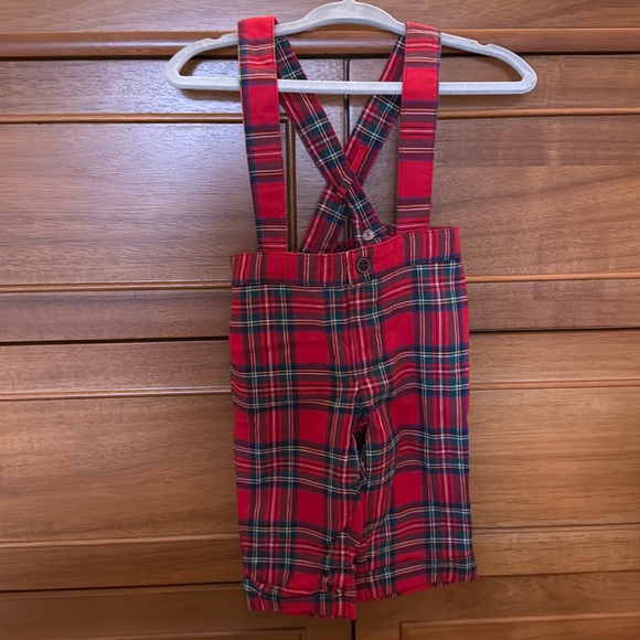 Janie and Jack Other - Janie and Jack boys tartan overalls 0-3 months EUC jumper / romper